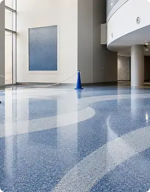 Finished polymer marble floor after curing.webp