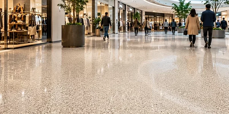 Commercial polymer terrazzo flooring system returned to pedestrian service Commercial polymer terrazzo flooring system returned to pedestrian service