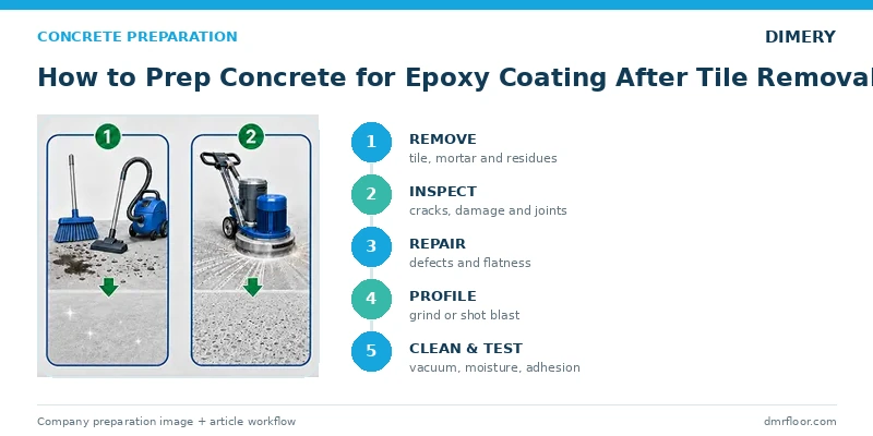 How to prep concrete for epoxy coating after tile removal in five steps