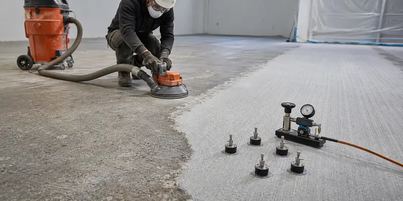 Concrete strength and surface profile testing before applying epoxy floor coating