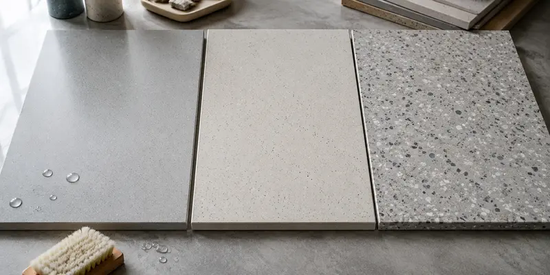 Resin flooring samples showing smooth and anti-slip surface textures